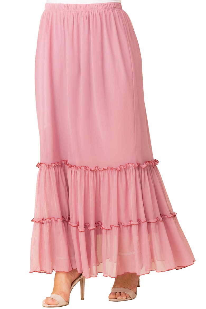 Isla Tiered Mesh Skirt, Main, color, ROSE QUARTZ