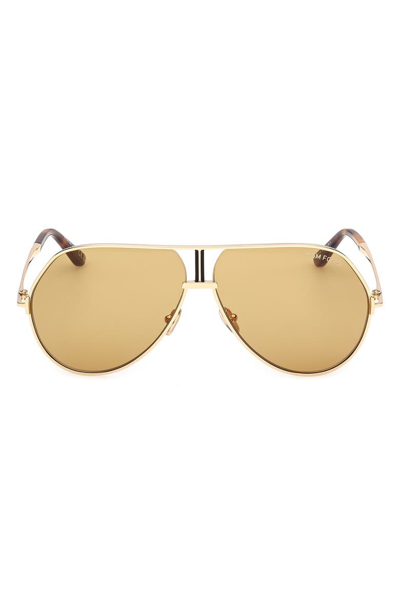 TOM FORD Rickie 63mm Oversize Navigator Sunglasses, Main, color, Shiny Gold Havana / Vicuna