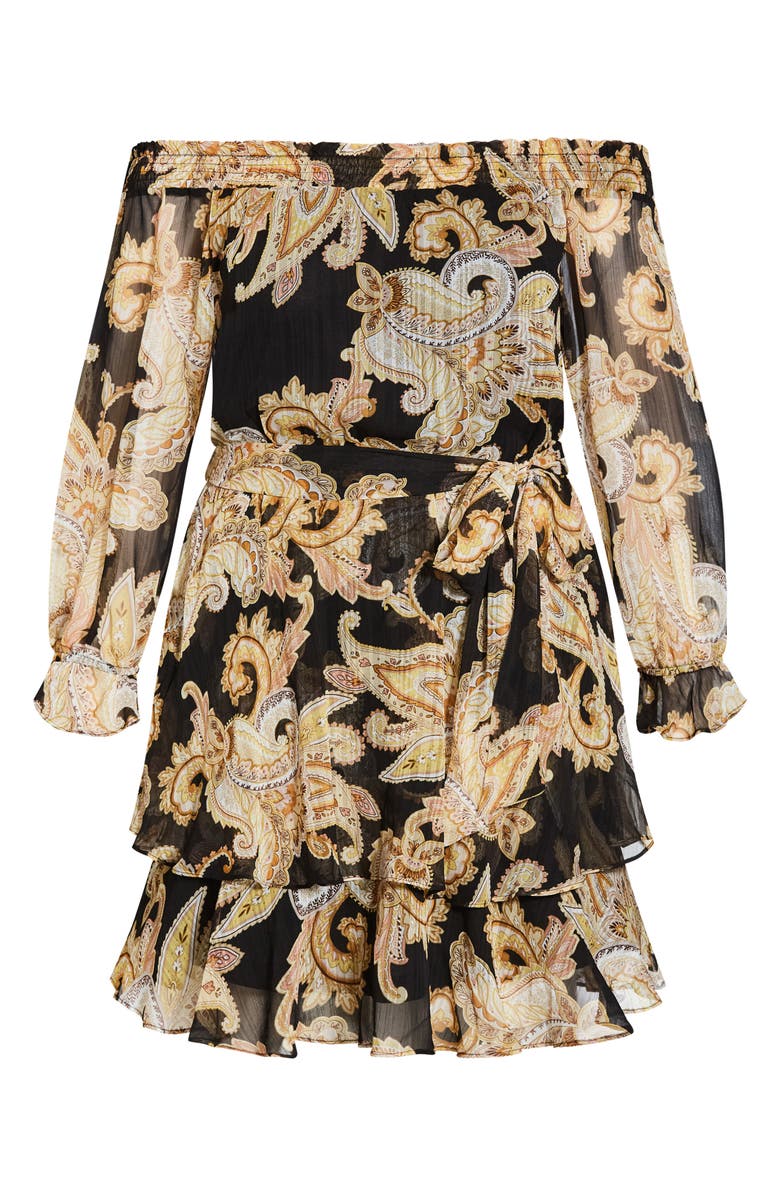 City Chic Pretty Paisley Off the Shoulder Minidress, Alternate, color, 