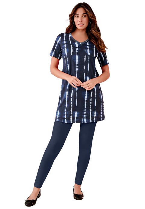 Plus Size Ultimate Cotton V-Neck Short Sleeve Tunic (Plus)