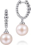 Gabriel & Co. Bujukan Pearl Drop Sterling Silver Huggie Hoop Earrings