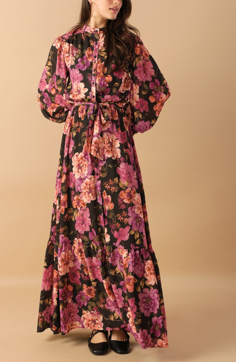 FLYING TOMATO Floral Long Sleeve Shirtdress, Alternate, color, 