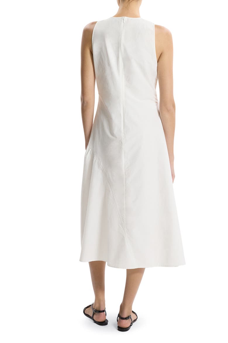 Asymmetric Ruched Sleeveless Midi Dress, Alternate, color, WHITE