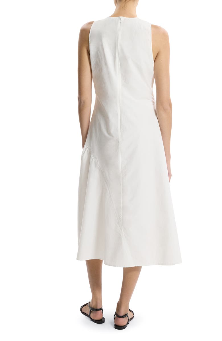 Theory Asymmetric Ruched Sleeveless Midi Dress, Alternate, color, White