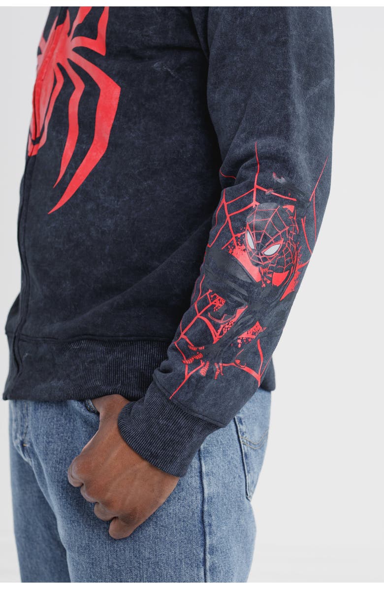 Marvel Spider-Man Cosplay Fleece Zip-Up Hoodie, Alternate, color, Miles Morales Charcoal