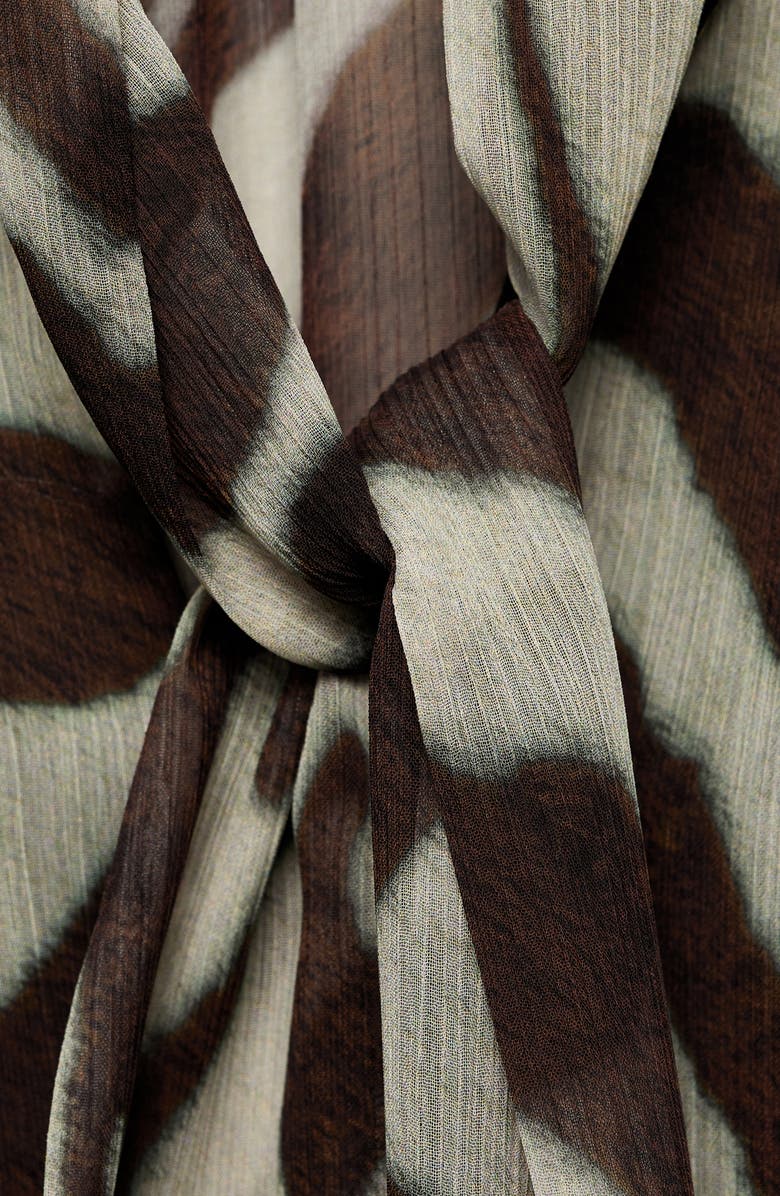 MANGO Sonja Stripe Ruffle Chiffon Top, Alternate, color, Brown