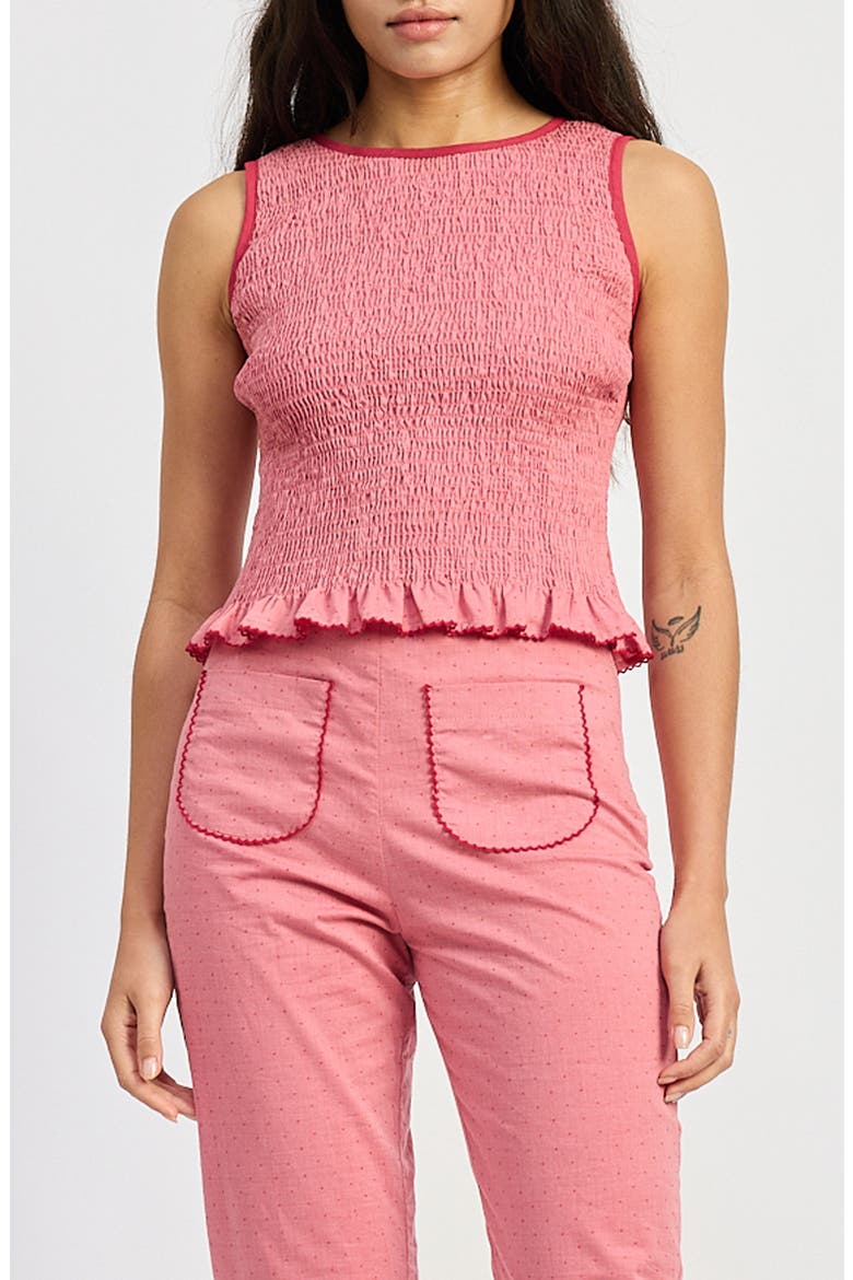 Ada Bow Back Smocked Sleeveless Top, Main, color, RED TONAL