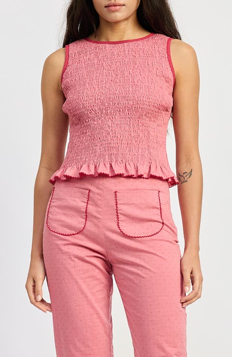 Ada Bow Back Smocked Sleeveless Top