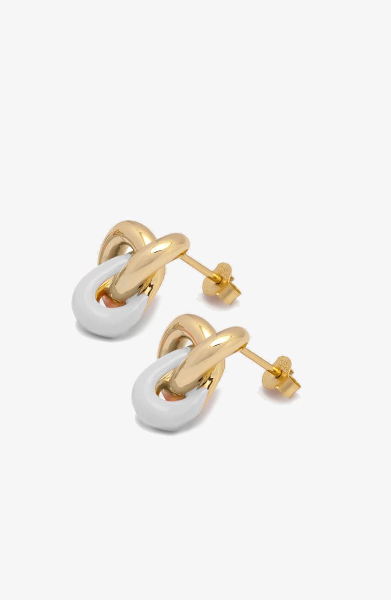 YOJ Seva Midi Face on Stud in Gold and White, Alternate, color, Gold / White Enamel