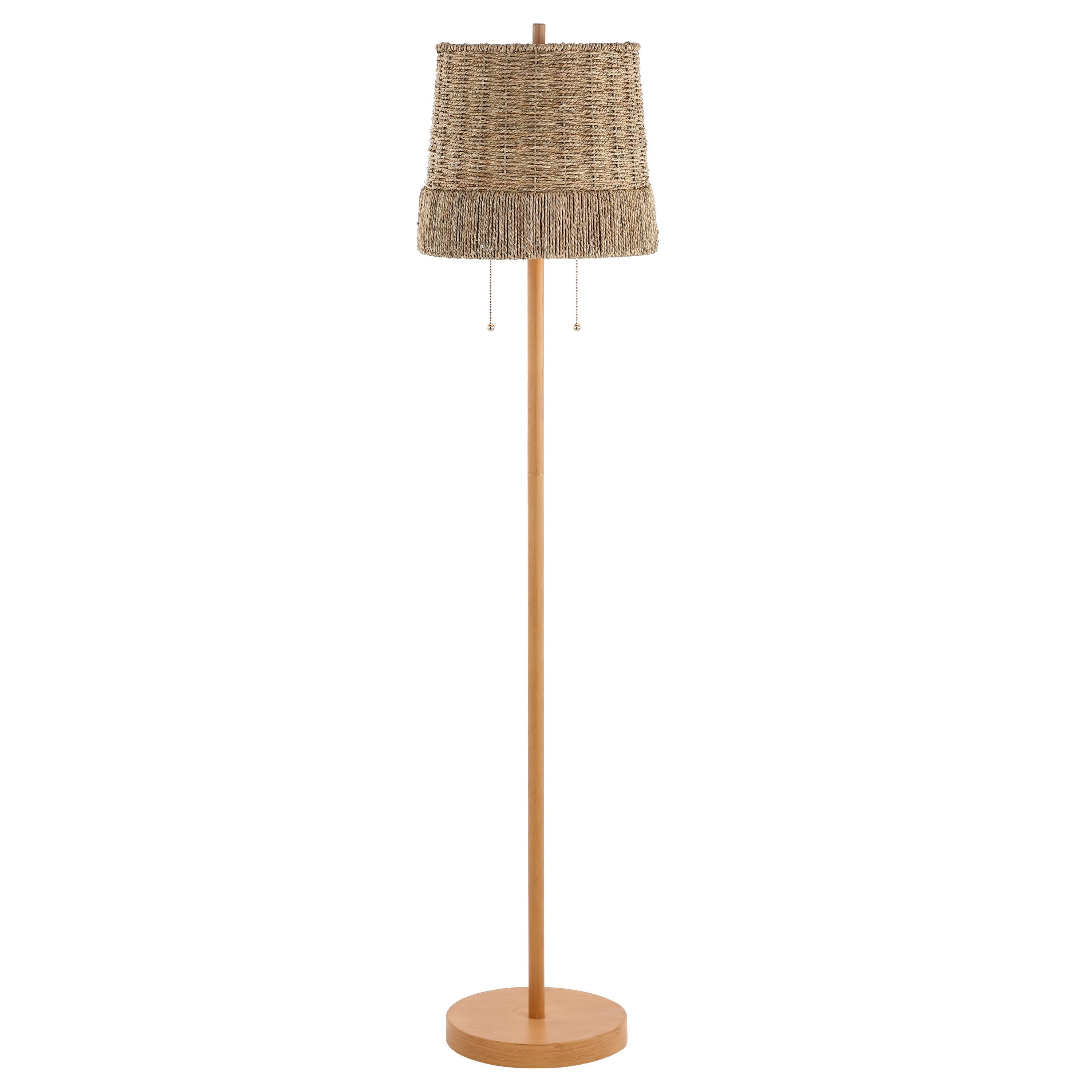 JONATHAN Y Ocata 2-Light Coastal Bohemian Iron/Rattan LED Floor Lamp ...