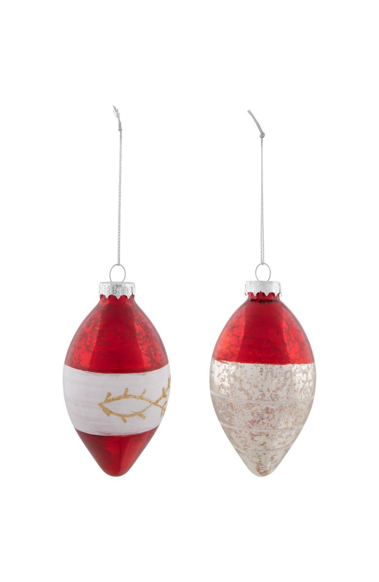 Northlight Retro Reflector 2-Finish Christmas Glass Ornaments - 3.25" - Green and Red - 9ct, Alternate, color, 