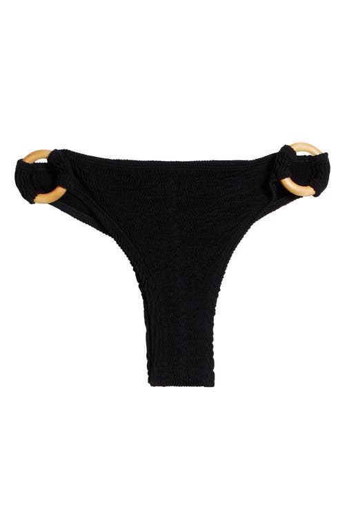 Cleonie Ripple O-ring Bikini Bottoms In Noir