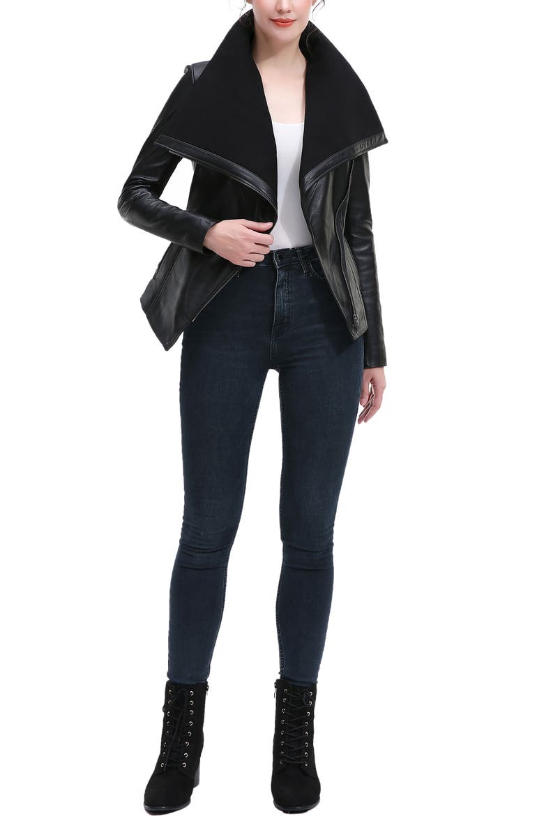 Kiara Leather Jacket, Alternate, color, Black