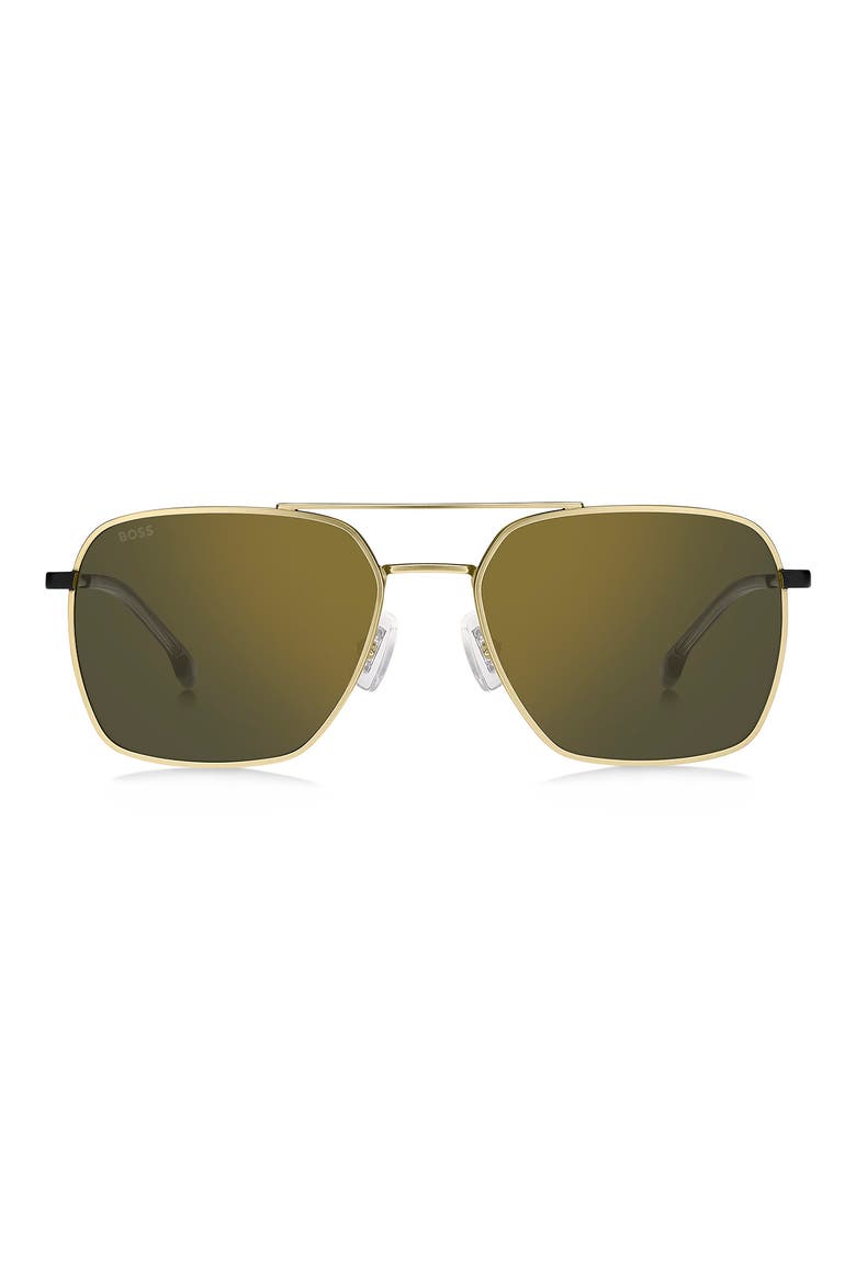 57mm Polarized Aviator Sunglasses, Main, color, MATTE GOLD/ BLACK