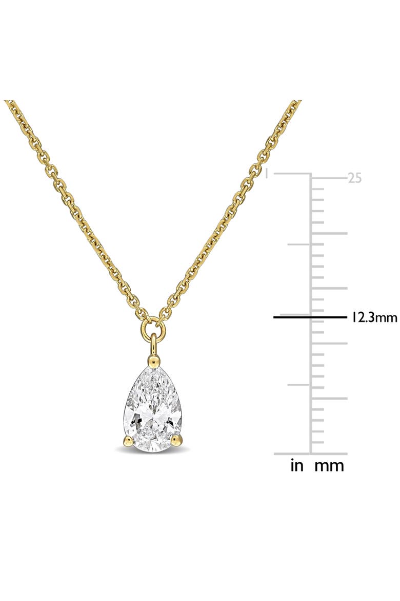 Lab Grown Diamond Pear Solitaire Necklace 14K, Alternate, color, Yellow Gold