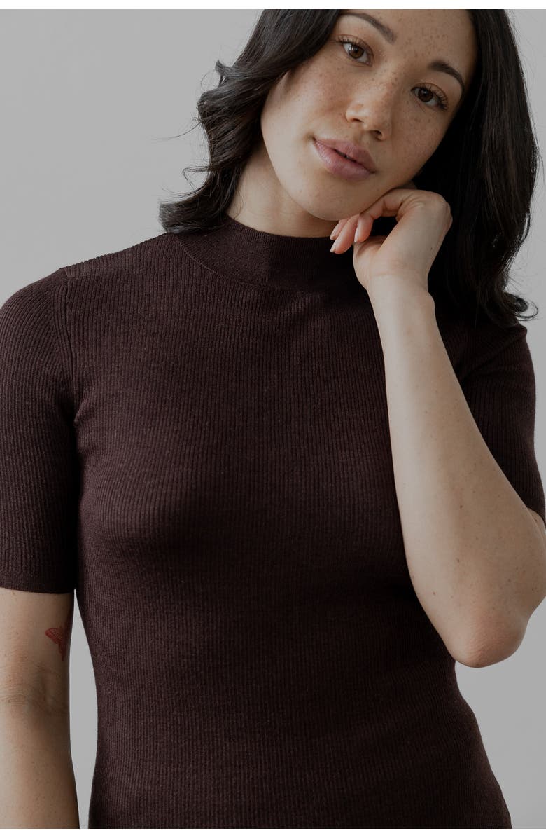 SSKEIN Mock Neck Pullover, Alternate, color, Rust