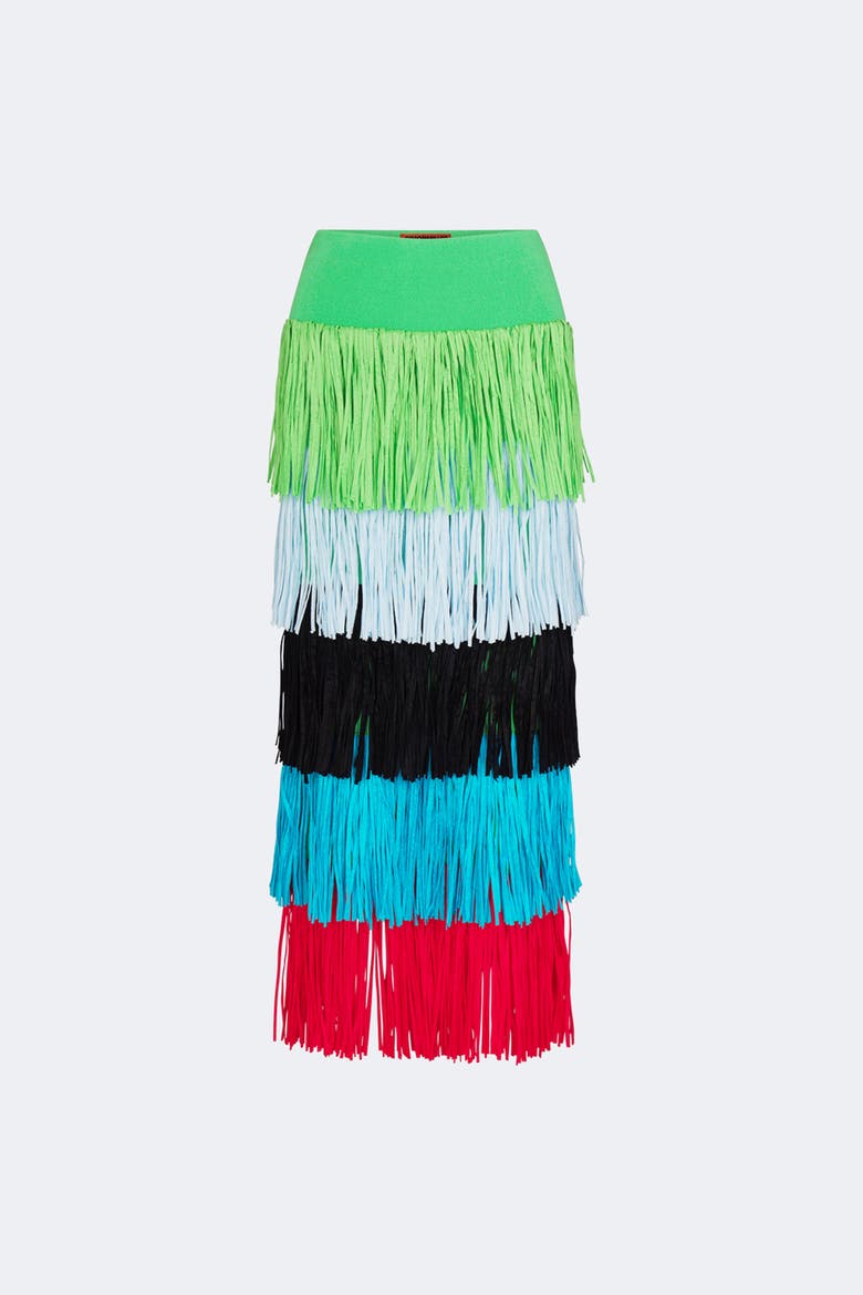 Dio Fringe Knit Skirt, Alternate, color, Grass Green Multi
