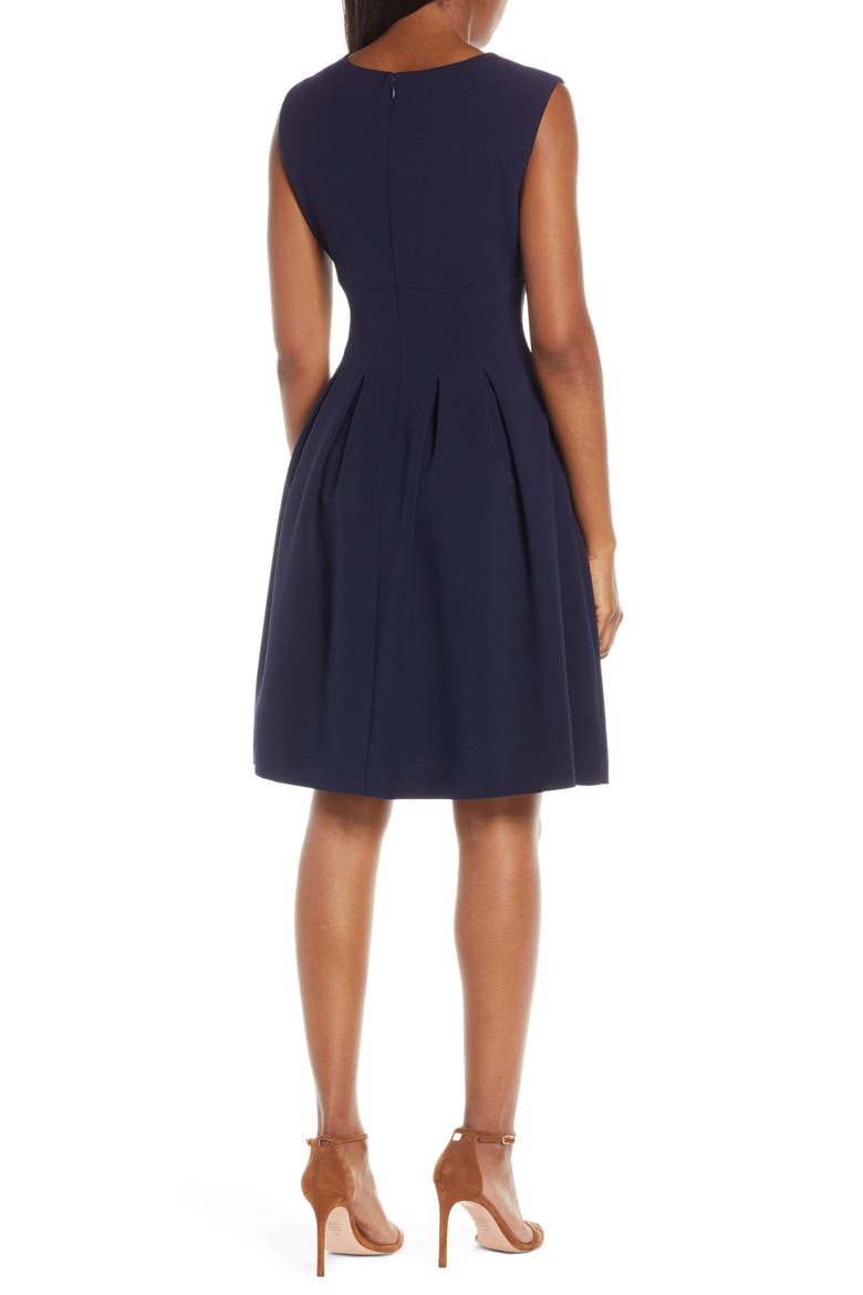 Sleeveless Crepe Fit & Flare Dress, Alternate, color, NAVY