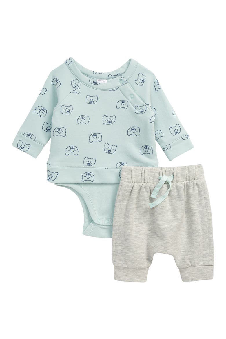 Graphic Print Bodysuit & Jogger Pants, Main, color, BLUE STARLIGHT BEARS
