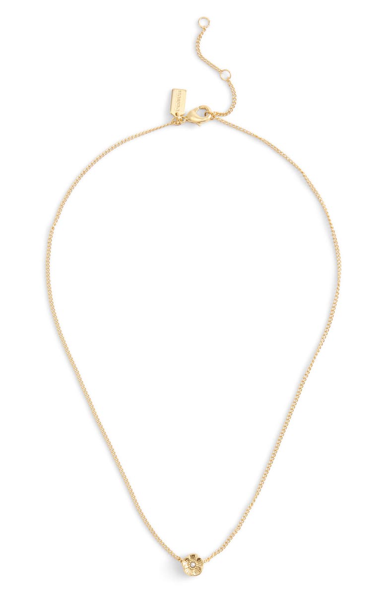 COACH Faux Pearl Tearose Pendant Necklace, Alternate, color,