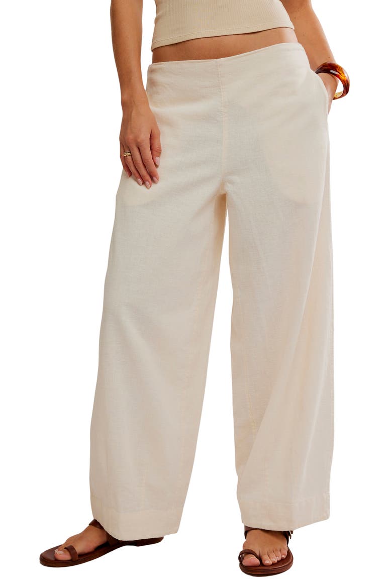 Demi Wide Leg Linen Blend Pants, Main, color, TEA COOKIE