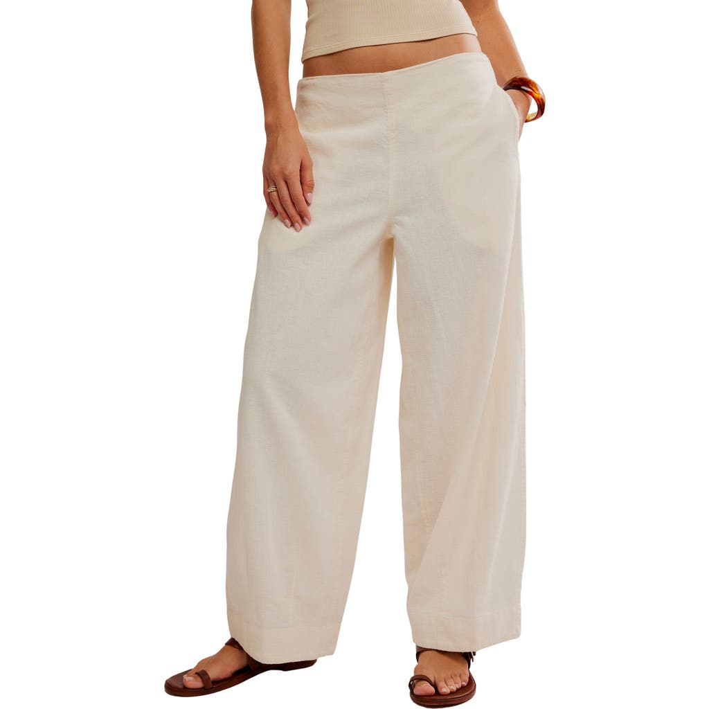 Free People Demi Wide Leg Linen Blend Pants In Neutral