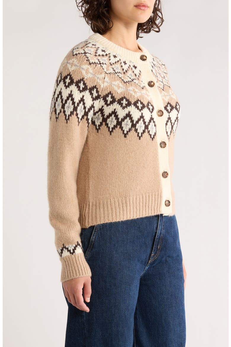 Fiorella Fair Isle Cardigan, Alternate, color, NEUTRAL FAIR ISLE