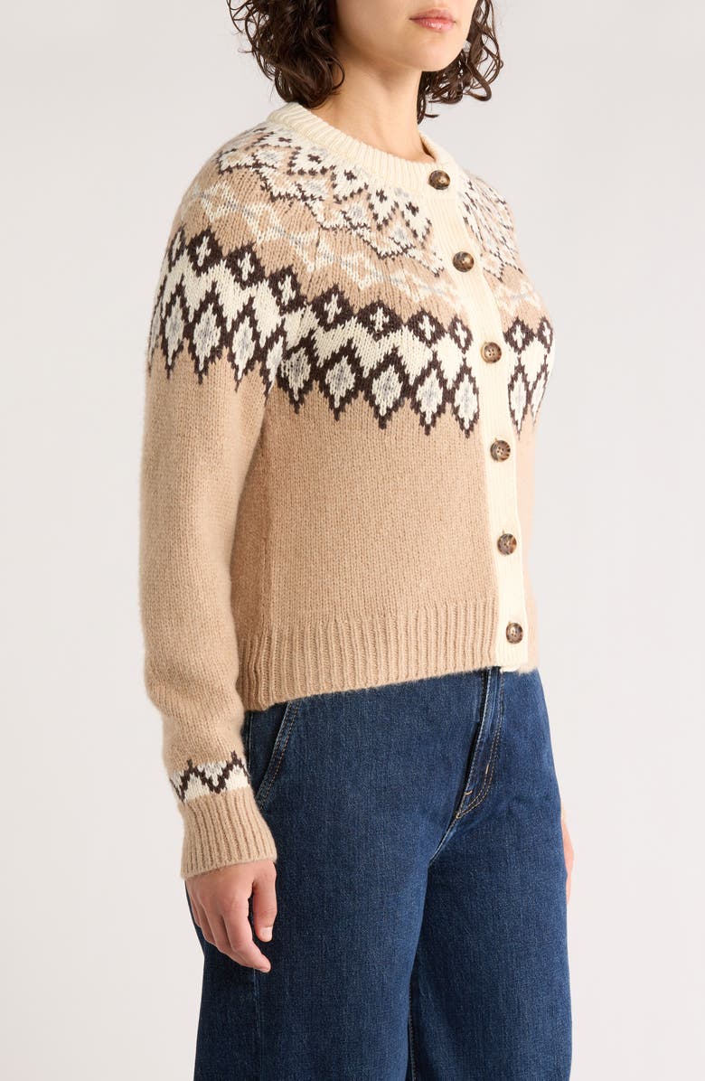 Marine Layer Fiorella Fair Isle Cardigan, Alternate, color, Neutral Fair Isle