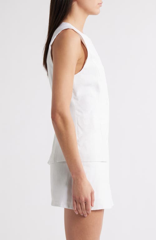 Steve Madden Wesley Linen Blend Button-up Vest In White