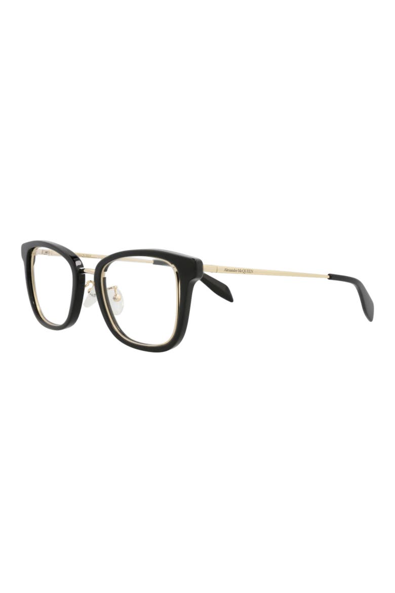 51mm Square Optical Glasses, Alternate, color, BLACK GOLD TRANSPARENT