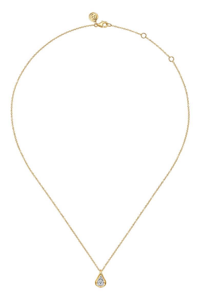 14k Gold Diamond Teardrop Pendant Necklace, Alternate, color, 14K YELLOW/ WHITE GOLD