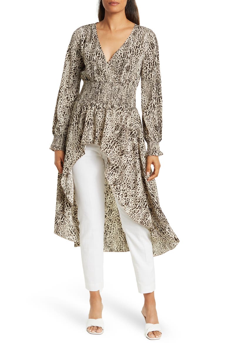 PATRIZIA LUCA Deep V High-low Tunic, Main, color, Black