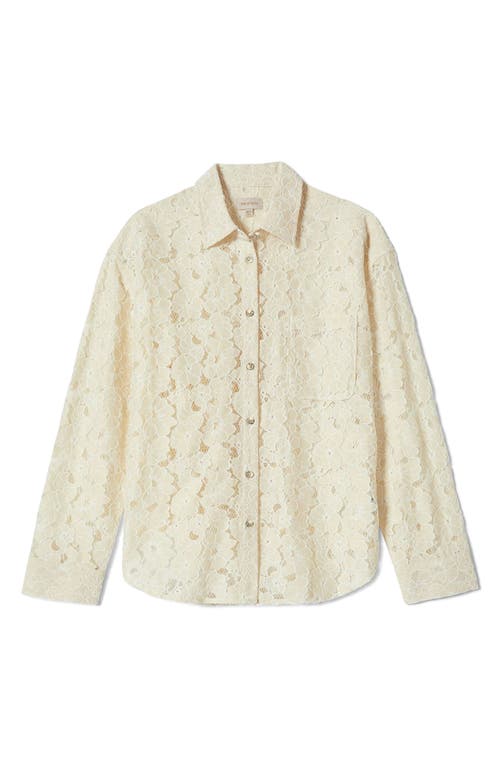 Brixton East Side Cotton Blend Lace Button-up Shirt In Neutral