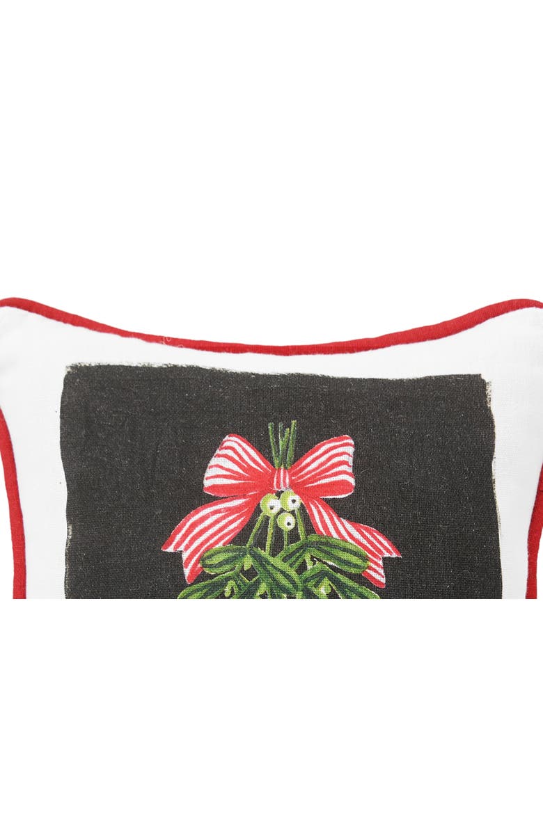 Christmas Mistletoe Alphabet 100% Cotton Printed Mini Accent Pillow 8" x 8", Alternate, color, Black