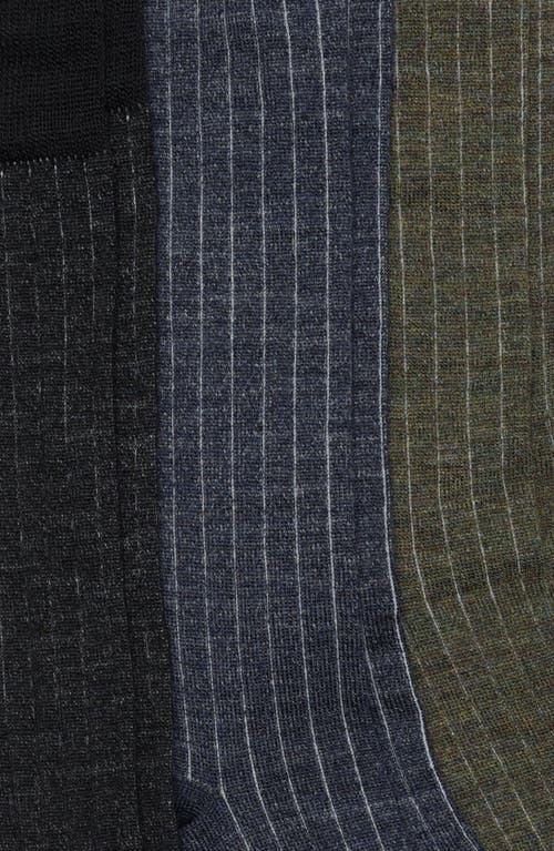 Nordstrom Assorted 3-pack Ribbed Merino Wool Blend Dress Socks In Multi