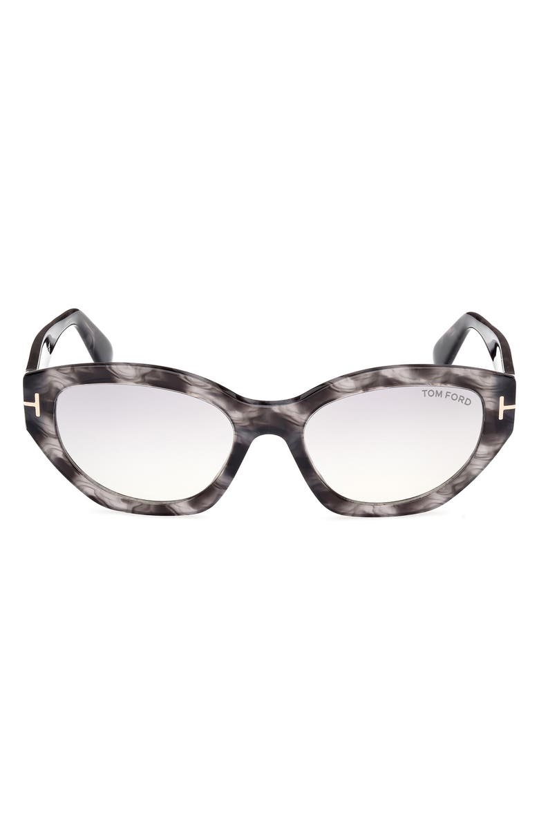 TOM FORD Penny 55mm Geometric Sunglasses, Main, color, Black Havana / T Logo