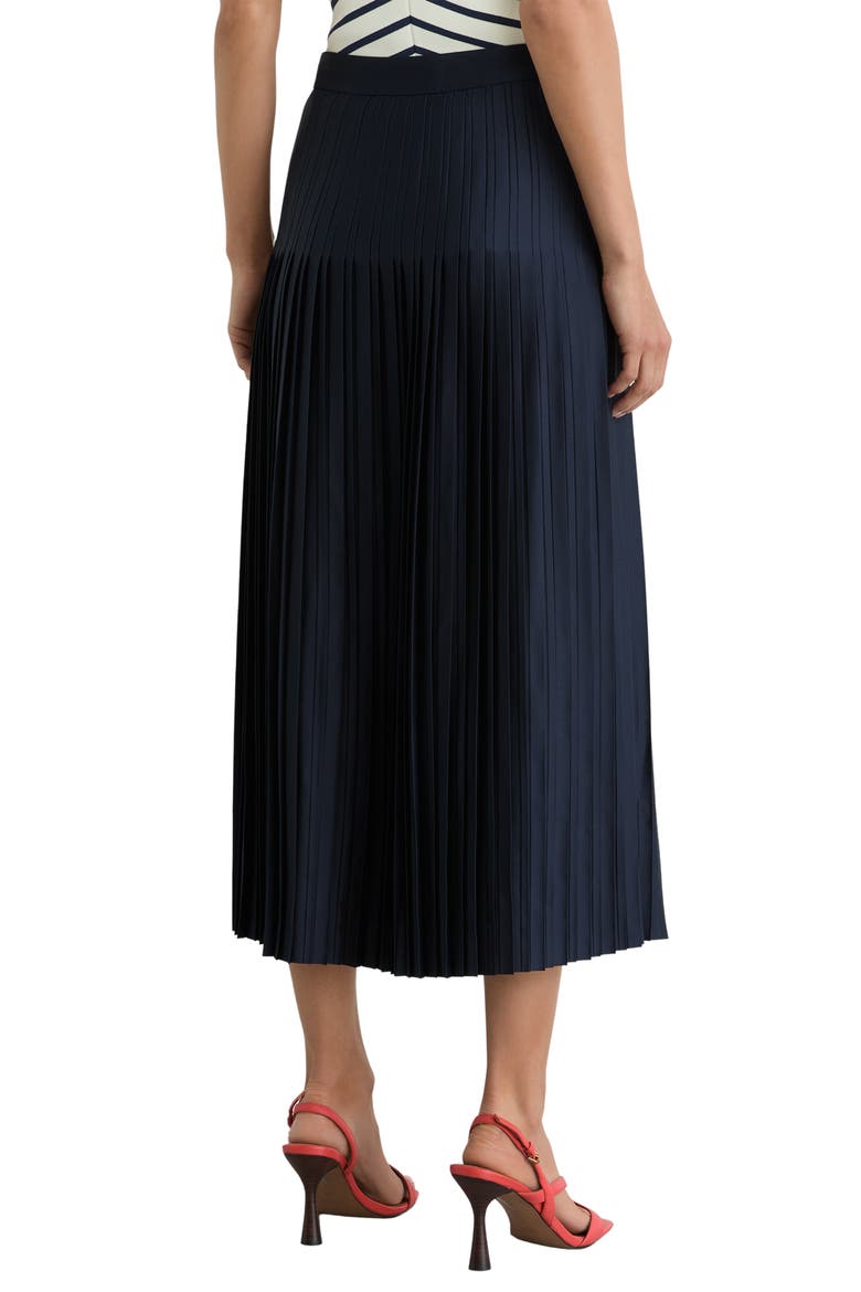 Savannah Pleated Midi Skirt, Alternate, color, NAVY