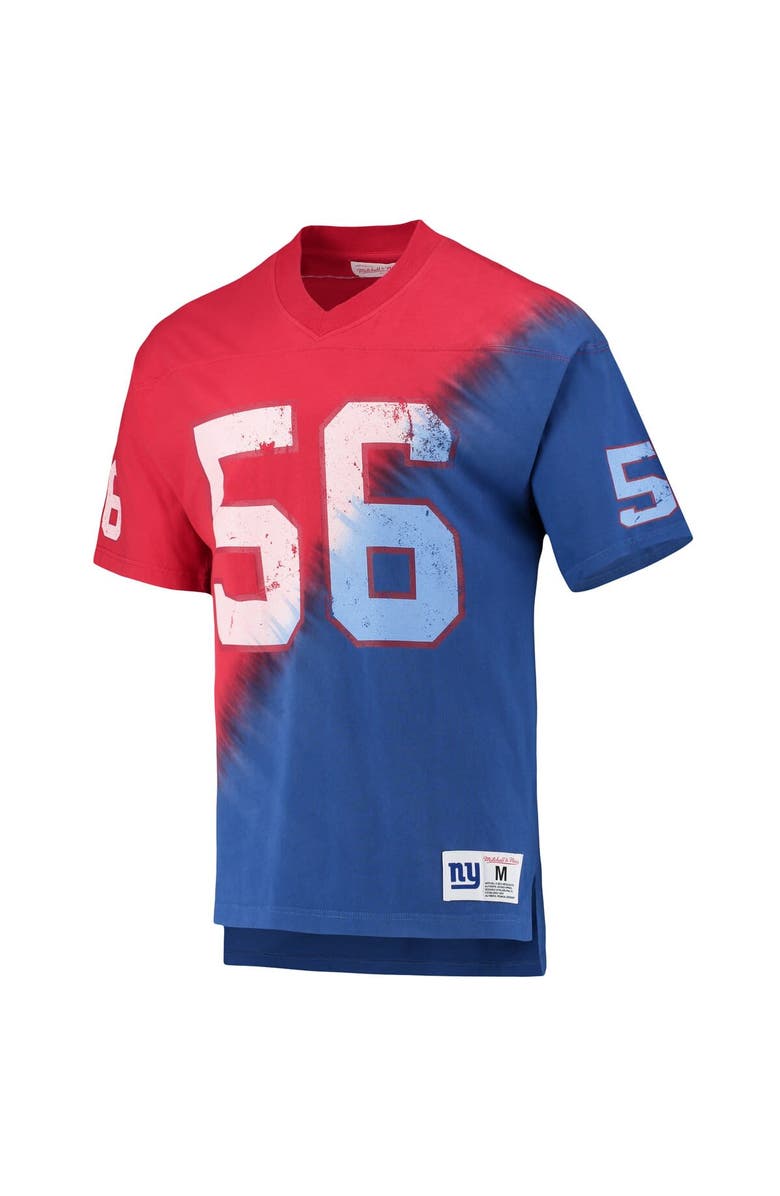 Mitchell & Ness Men's Mitchell & Ness Lawrence Taylor Red/Royal New York Giants Retired Player Name & Number Diagonal Tie-Dye V-Neck T-Shirt, Alternate, color, Red
