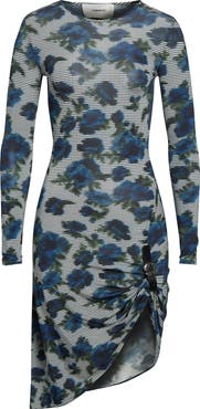 Coperni Suspended Ascii Floral Long Sleeve Jersey Dress
