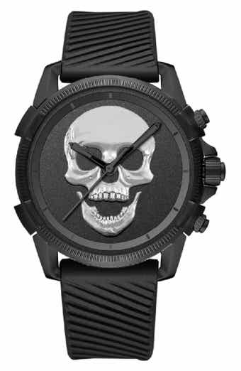 I TOUCH x Ed Hardy Skull Silicone Strap Watch, 40mm