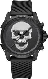 I TOUCH x Ed Hardy Skull Silicone Strap Watch, 40mm