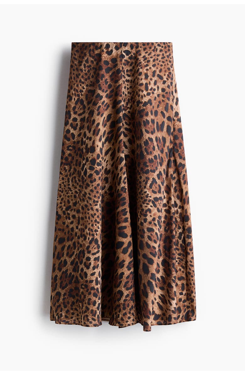 H&M Satin Maxi Skirt, Main, color, Beige/Leopard Print