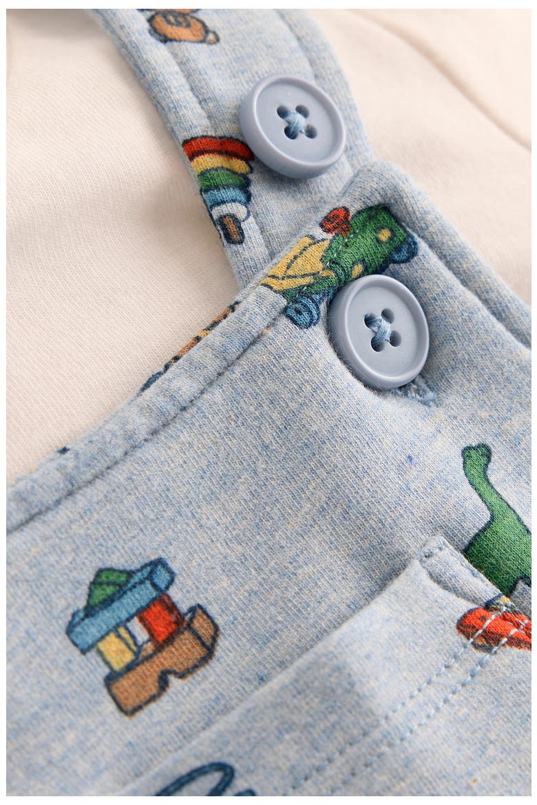 Kids' Jersey Dungaree Set, Alternate, color, BLUE MARL PLAYROOM PRINT