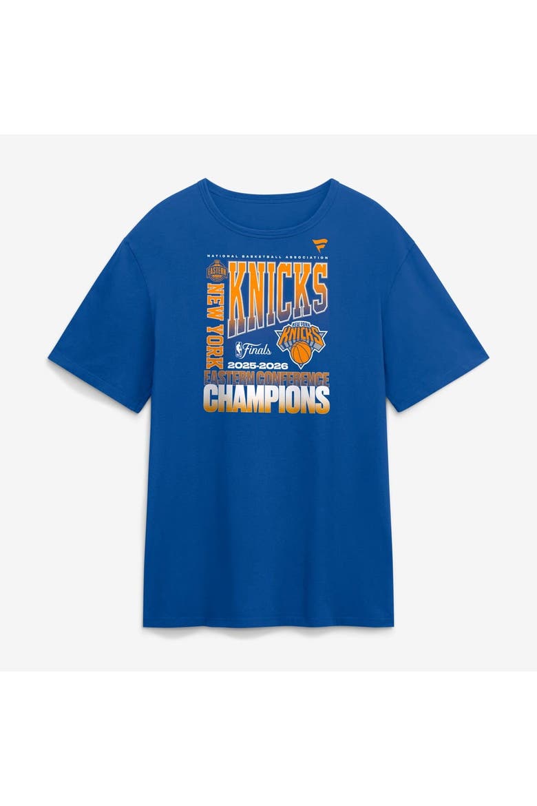Men's Fanatics Blue New York Knicks 2026 NBA Eastern Conference Champions Stacked Block T-Shirt, Main, color, Blue