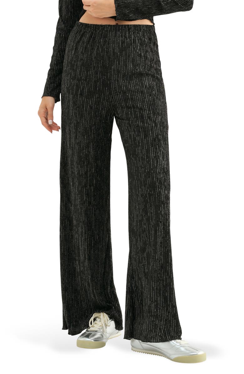 Lush Stripe Wide Leg Pants, Main, color, Black