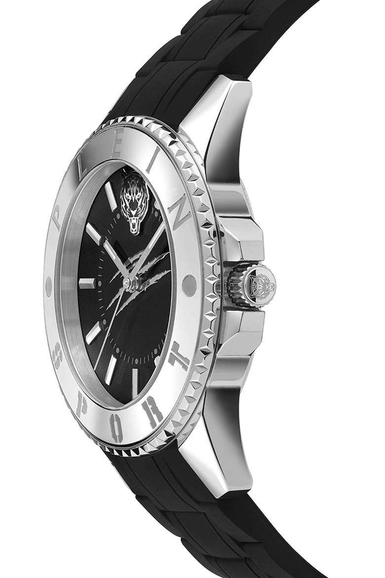 Glam Silicone Strap Watch, 40mm, Alternate, color, STAINLESS STEEL