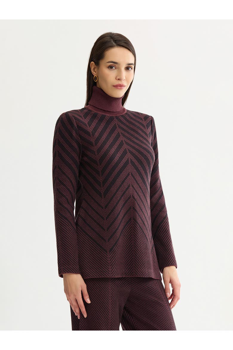 Cheveron Turtleneck Knit Tunic, Alternate, color, Mahogany/Black