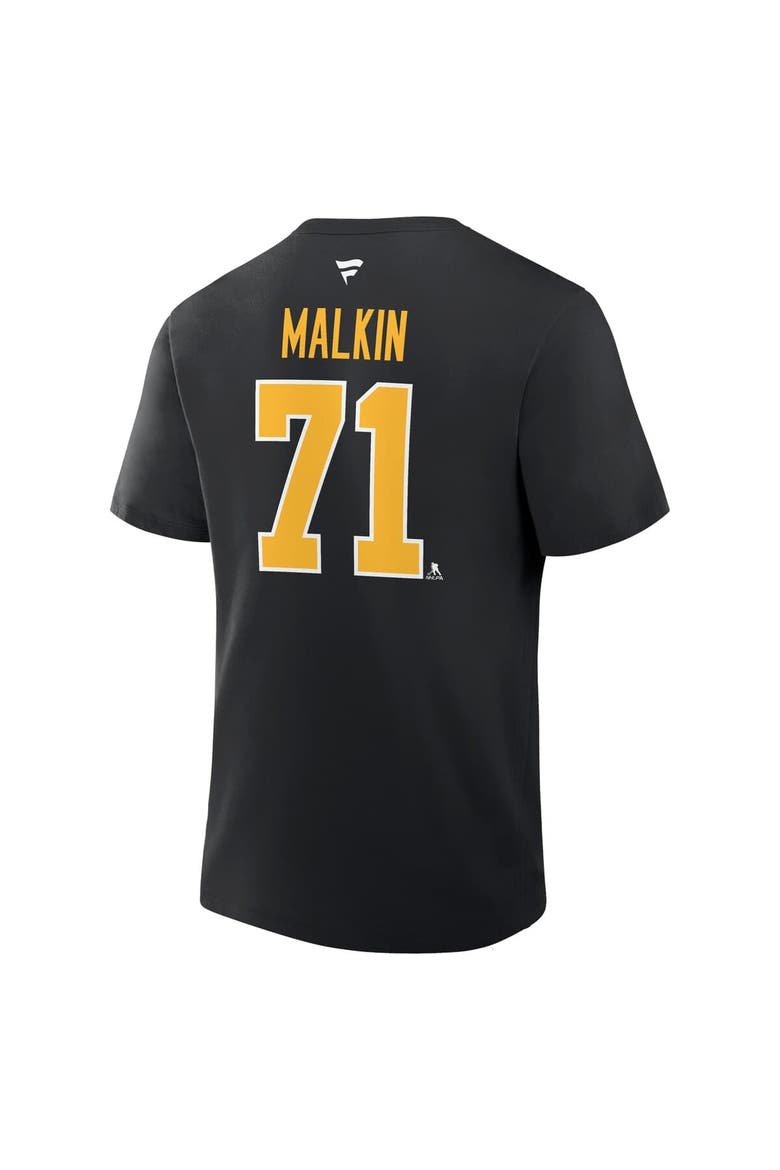 Men's Fanatics Evgeni Malkin Black Pittsburgh Penguins Authentic Stack Name & Number T-Shirt, Alternate, color, Black
