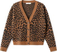 MANGO Leopard Jacquard Cardigan