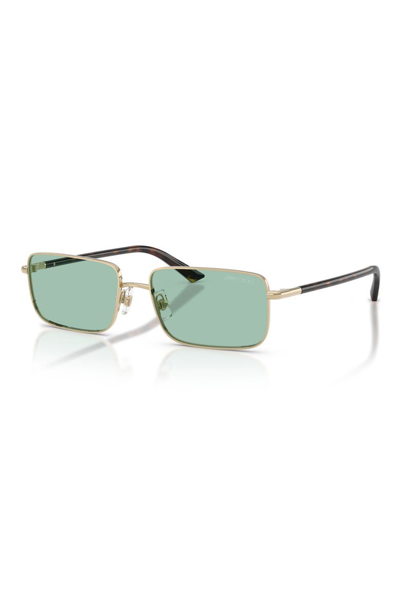 55mm Rectangular Sunglasses, Alternate, color, PALE GOLD / GREEN